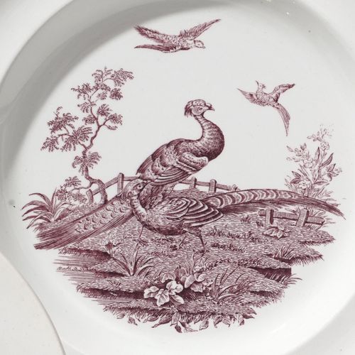 Null 韦奇伍德陶器服务套装，利物浦鸟类图案，包括41件：11个餐盘，9个甜点盘，8个小盘，10个汤盘，1个椭圆形盘子，1个椭圆形盘子和1个圆碗