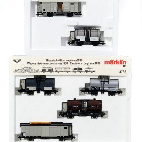 Null Märklin (Germany), HO scale, historic SBB cars, set with : - 2 locomotives &hellip;
