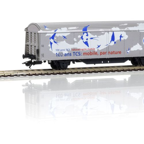 Null Märklin（德国），HO比例，瑞士公司，一批1个BLS机车465（直流）和14个货运车，表面处理来自瑞士公司：Roland, Schindler,&hellip;