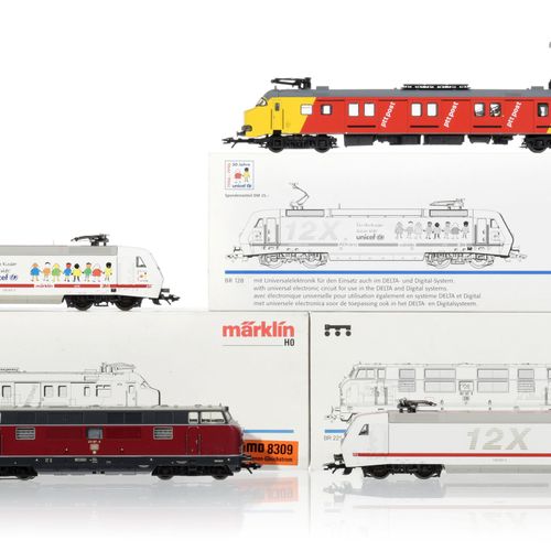 Null Märklin和Märklin - Hamo（德国），HO比例，一套4辆电力机车。- 1辆荷兰铁路(Nederlandse Spoorwegen)的m&hellip;