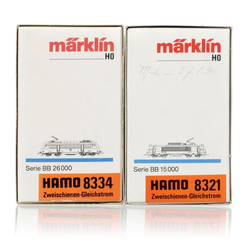 Null Märklin - Hamo (德国), HO比例, 一套2辆S.N.C.F.电力机车: - 1x BB 15 000系列，灰色、红色和橙色外观，交流&hellip;