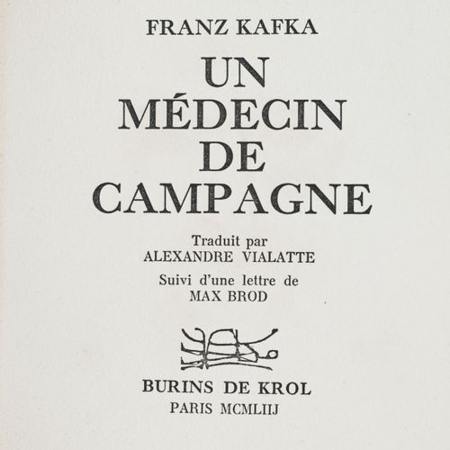 Null KAFKA (Franz). Un médico rural. París, s.N., 1953. In-4° en ff., cubierta c&hellip;