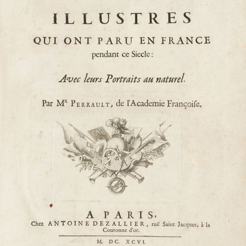 Null PERRAULT（查尔斯）。本世纪以来在法国出现的杰出人物。巴黎，安托万-德扎利埃，1696年。2卷1开本，全大理石棕色小牛皮装订，书脊上有镀金和装饰&hellip;