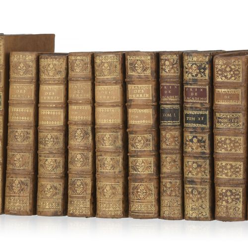 Null [18世纪的装订]。一套12卷的四开本，采用全大理石色的金色基底，书脊镀金并有装饰。