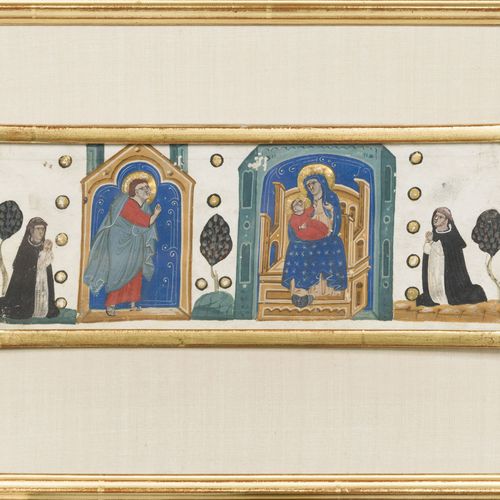 Null [MANUSCRIT]. 4 miniatures sur vélin provenant d'un manuscrit dominicain, Bo&hellip;
