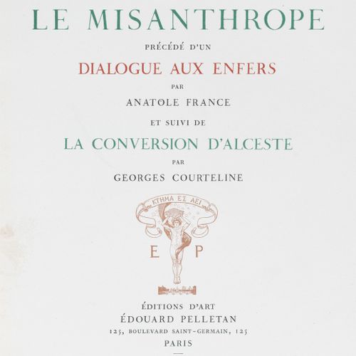 Null MOLIERE - JEANNIOT (Georges). Le Misanthrope. Paris, Editions Edouard Pelle&hellip;