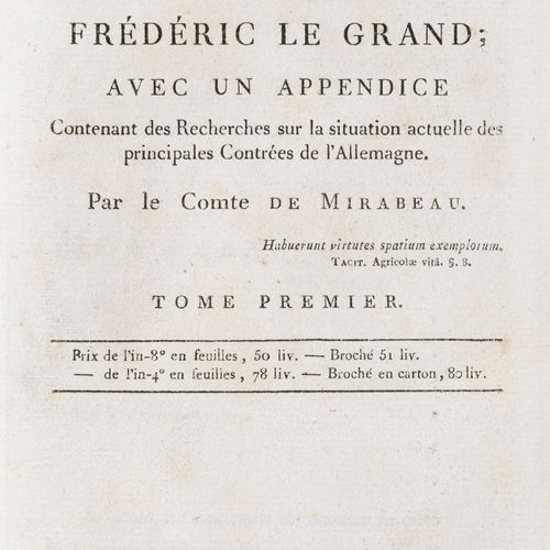 Null MIRABEAU (Honoré-Gabriel Riqueti, comte de). De la monarchie prussienne sou&hellip;