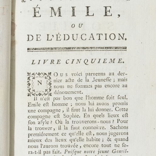 Null Rousseau (J.-J.).Émile ou de l'éducation.海牙，Jean Néaulme，1763年。4卷8开本，全大理石纹金&hellip;