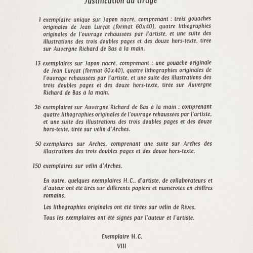 Null LURÇAT (Jean) - GIONO (Jean). Animalités. [Paris], [Bernard KLEIN], 1965. I&hellip;