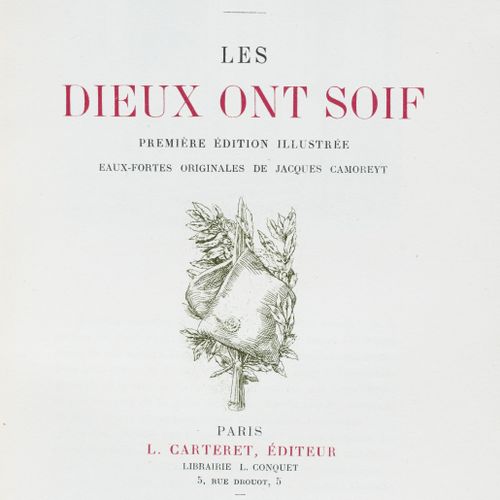 Null FRANCIA (Anatole). Les Dieux ont soif. Parigi, L. Carteret, 1924. Grande in&hellip;