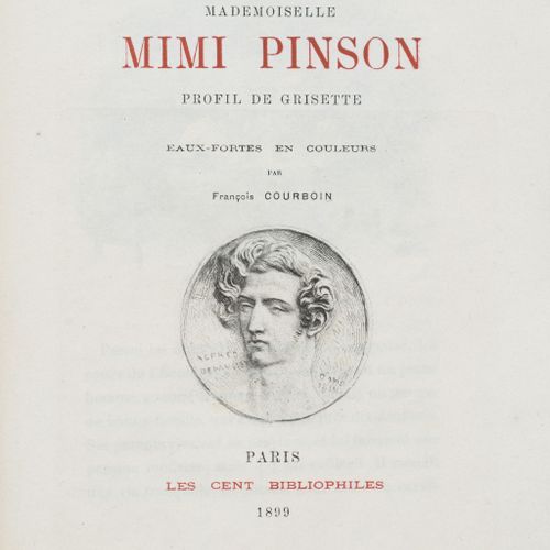 Null 穆塞特（阿尔弗雷德-德）。米米-潘森小姐。巴黎，Les cent bibliophiles, 1899。8开本，半驼色摩洛哥色带装订，封面保存。弗朗索&hellip;