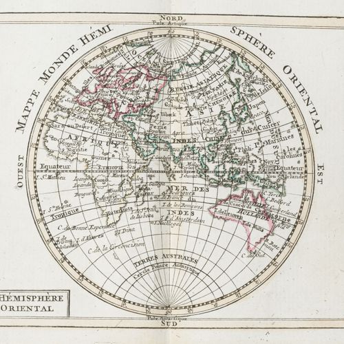 Null [ATLAS]。根据近代最佳地图绘制的地理图集，供学校和所有男女青年使用。威尼斯，雷蒙迪尼，1801年。18开本，全绿摩洛哥，光滑的书脊镀金装饰，鎏金&hellip;