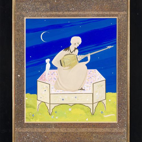 Null BRUNELLESCHI (Umberto (1879-1949)). The man with the lute, gouache on paper&hellip;