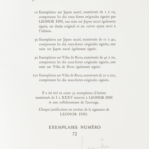 Null 菲尼（莱昂诺）-皮涅罗（胡安-鲍蒂斯塔）。这些描述很好。巴黎，Éditions d'Art Agori, 1973。封面内页，填充封面，装在出版商的滑&hellip;