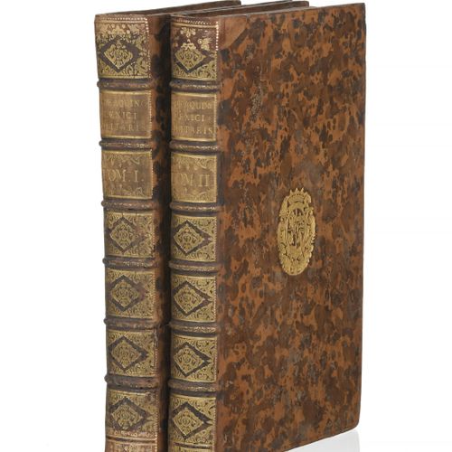 Null AQUINO (Carolo de).Lexici militaris.罗马，安东尼-德-鲁贝斯，1724年。2卷合订本，采用全棕色基底，书脊镀金并有&hellip;