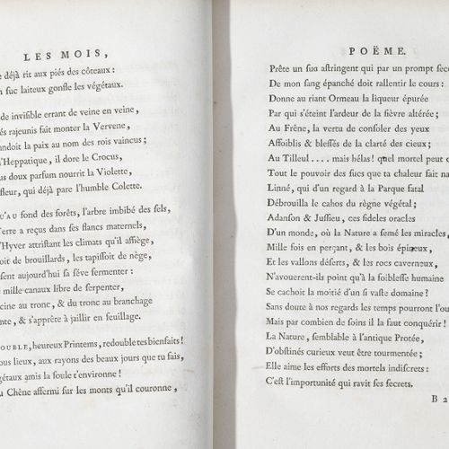 Null ROUCHER (Jean-Antoine).几个月，十二首诗。巴黎，Quillau和De Conti，1779。2卷4开本，全大理石纹金色小牛皮，书&hellip;