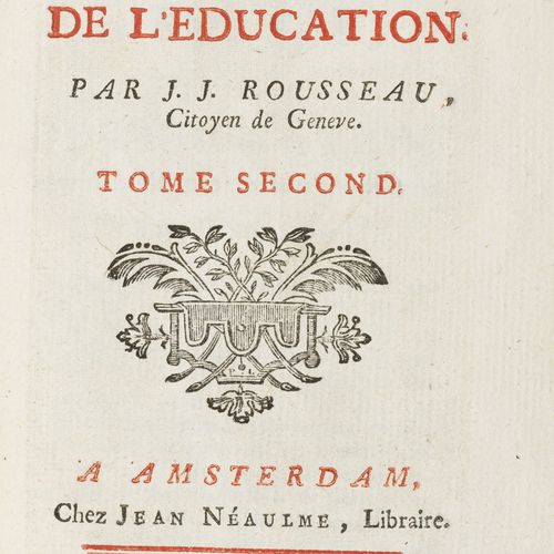 Null ROUSSEAU (J.-J.). Émile ou de l'éducation. La Haye, Jean Néaulme, 1763. 4 v&hellip;