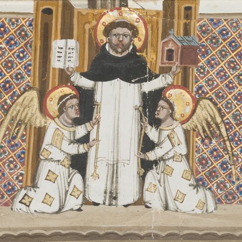 Null [MANUSCRIT]. 4 miniature su pergamena da un manoscritto domenicano, Bologna&hellip;