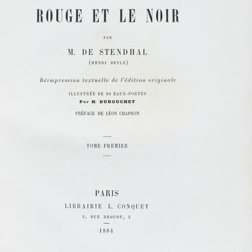 Null STENDHAL (M. De). Le Rouge et le Noir. Paris, Librairie L. Conquet, 1884. 3&hellip;