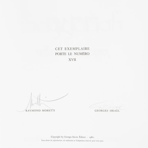 Null [MORETTI（雷蒙德）。第五杯的哈加达。巴黎，Georges Israël, 1980。封面内页，有出版商的插图封面。附有20幅由雷蒙-莫雷蒂用石&hellip;