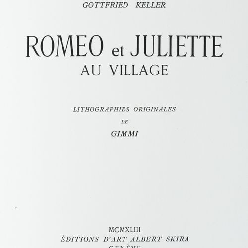 Null KELLER (Gottfried) - GIMMI. Roméo et Juliette au village. Genève, Albert Sk&hellip;
