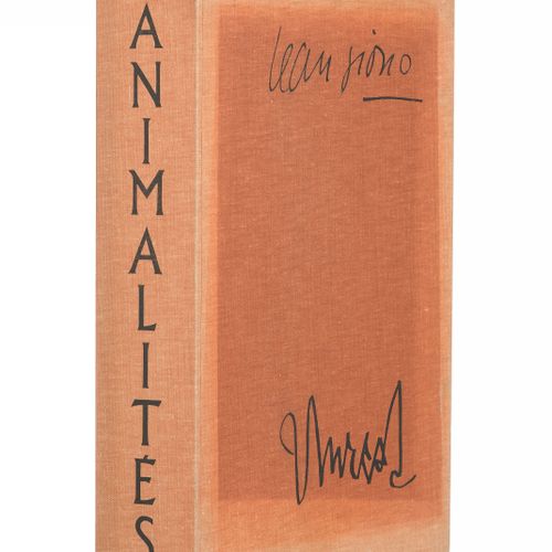 Null LURÇAT（Jean）-GIONO（Jean）。动物。[巴黎]，[Bernard KLEIN]，1965年。封面内页，填充式封面，装在出版商印刷的滑&hellip;