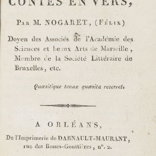 Null NOGARET (Felix). Apologues and new tales in verse. Orléans, Darnault-Mauran&hellip;