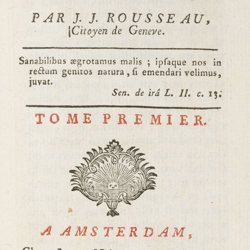 Null ROUSSEAU (J.-J.). Émile ou de l'éducation. La Haya, Jean Néaulme, 1763. 4 v&hellip;