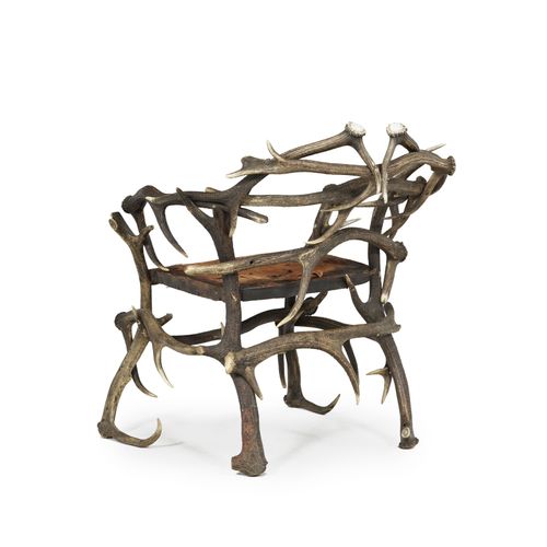 Null Fauteuil de bureau, circa 1900, dossier, accotoirs et piétement en bois de &hellip;