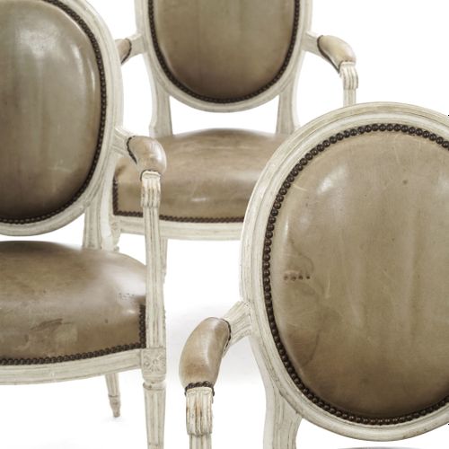 Null Suite de 4 fauteuils d'époque Louis XVI dont l'un estampillé J.Villery, en &hellip;