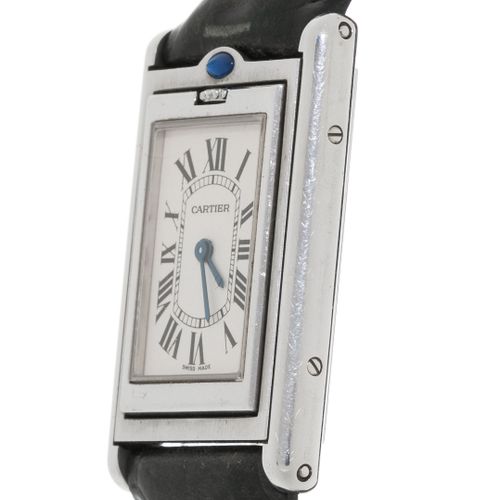 Null Cartier, Tank Basculante, ref. 2405, orologio in acciaio