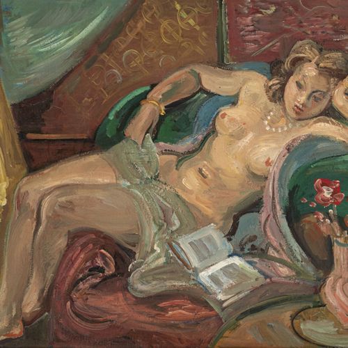 Null André Planson (1898-1981)，女性裸体，布面油画，已签名，50x65厘米