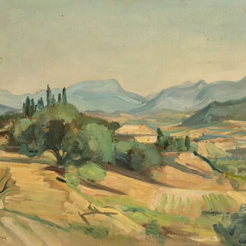 Null André Planson (1898-1981), Paesaggio, 1945, olio su tela, firmato e datato,&hellip;