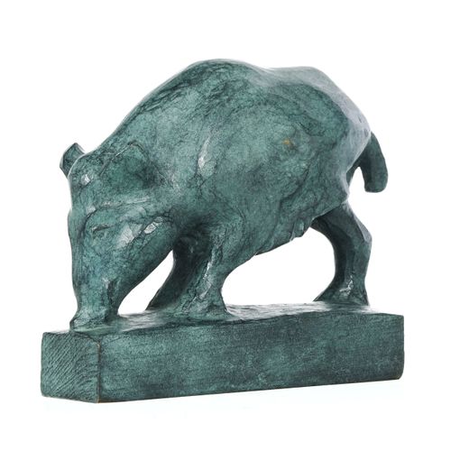 Null Robert Hainard (1906-1999), Wild boar, bronze sculpture, signed and numbere&hellip;