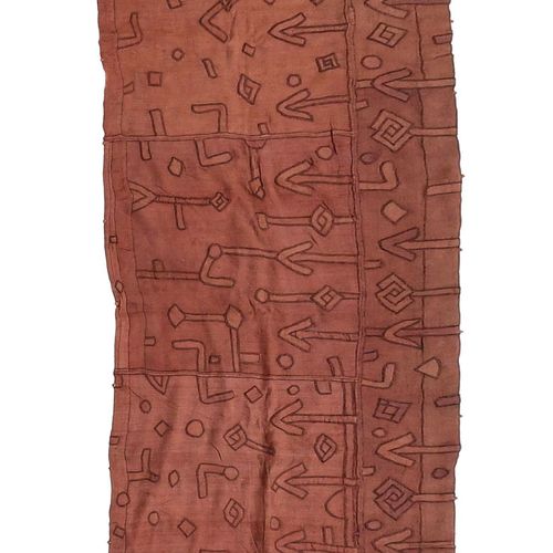 Null 两件N'tchak库巴人的丧葬舞腰布，由几条染色几何图案拼接而成。