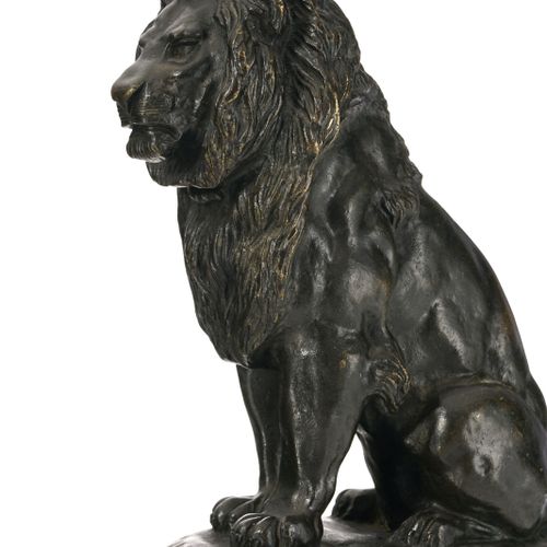 Null Antoine Louis BARYE (1796-1875), after, Seated Lion, bronze with brown-blac&hellip;