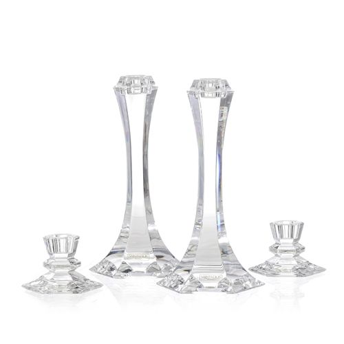 Null Set of 2 pairs of candlesticks in Saint-Louis crystal, 2 models of hexagona&hellip;