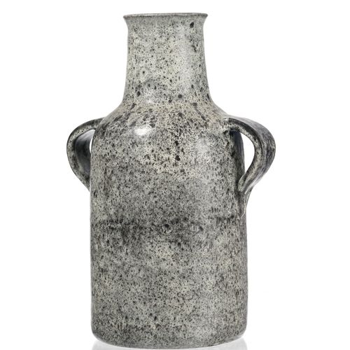 Null Grand vase à anses en grès émaillé moucheté noir et blanc, seconde moitié d&hellip;