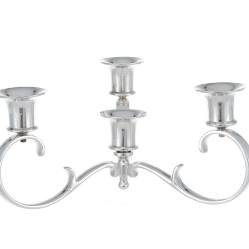 Null Suite of 4 candelabras with 4 arms of light in silver plated metal, XXIth c&hellip;