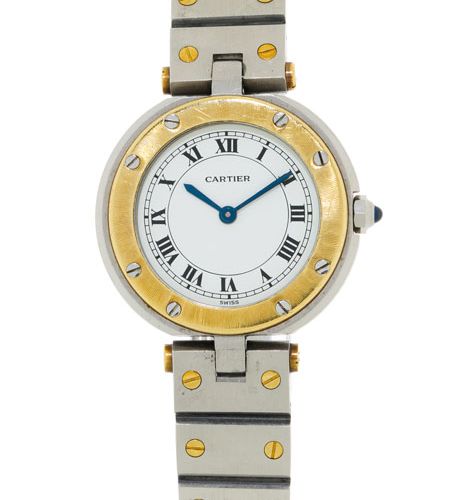Null Cartier, Santos, ref. 8191, orologio da polso in oro e acciaio, anni '90Mov&hellip;