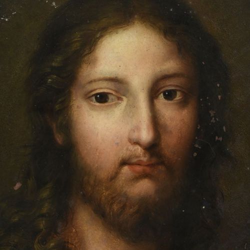 Null Scuola francese del 1800 circa, Ritratto di Cristo, olio su rame, 32x25 cm &hellip;