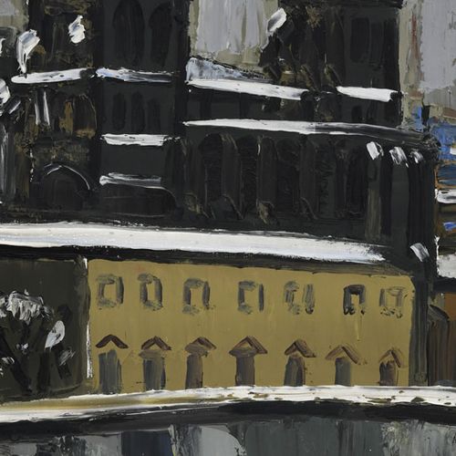 Null Jean Couty (1907-1991), Lyon bajo la nieve, catedral de Saint-Jean, óleo so&hellip;