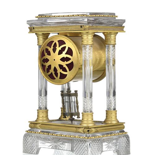 Null Restoration-style portico clock, early 20th c., in cut crystal and gilt bro&hellip;