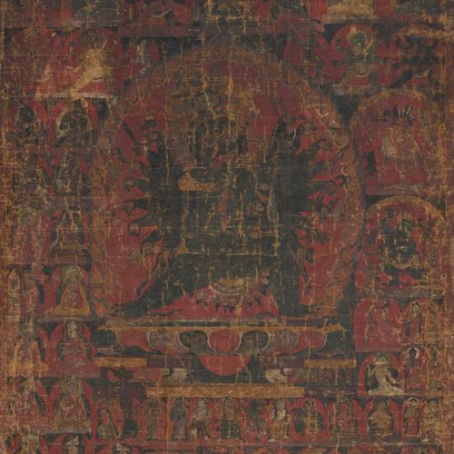 Null Thangka raffigurante divinità in yab yum, Nepal, probabilmente XVII-XVIII s&hellip;