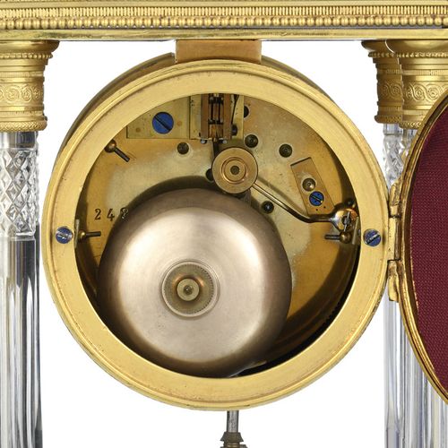 Null Restoration-style portico clock, early 20th c., in cut crystal and gilt bro&hellip;