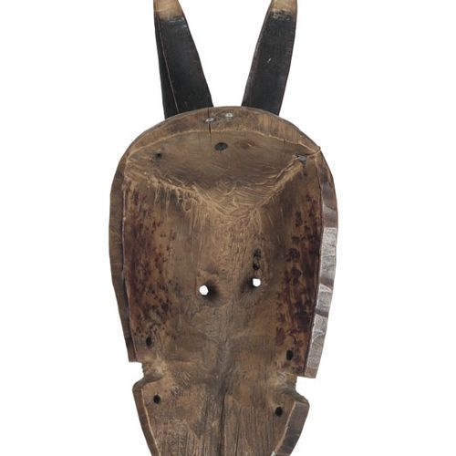 Null Zoomorphe Baoulé-Maske mit zwei Hörnern und zwei runden, hervorstehenden Au&hellip;
