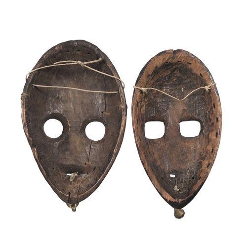 Null 2 maschere Dan runner, legno con patina nera e marrone scuro, Costa d'Avori&hellip;