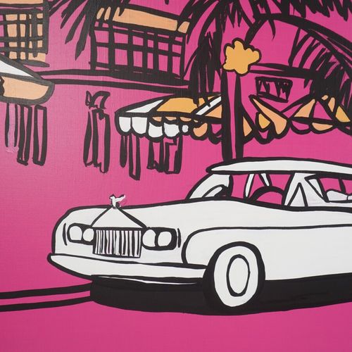 Mirou NAVALON (1955), "Miami Beach", acrylique sur toile, signée au dos, 100 x 1&hellip;