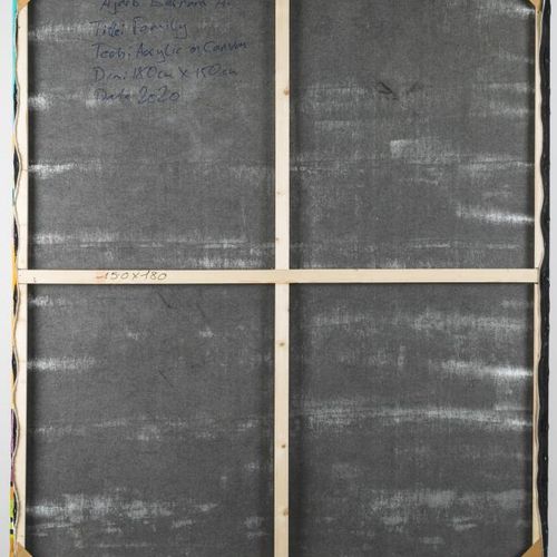 AJARB Bernard（生于1988年，喀麦隆），《家庭》，2020年。混合媒体，背面有签名和日期，180 x 150cm。
