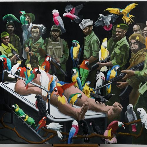 SAOUABI Nabil (生于1972年，突尼斯)，"回旋镖（3）"，2020年。油画，右下角有签名。150 x 180cm。 
 
生活和工作在突尼斯 
&hellip;